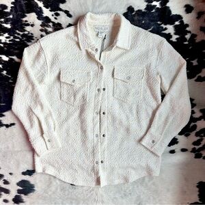 Rachel Zoe Ivory Cream Textured Button Down Shirt